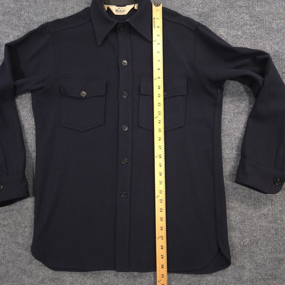Vintage Woolrich Shirt Jacket Mens Medium Navy CPO Over Shirt Wool Blend Shacket - Picture 5 of 9
